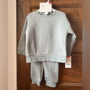 Petit Lem | NWT 100% Cotton Sage Quilted Lightweight Sweatshirt/pants Set (2T)